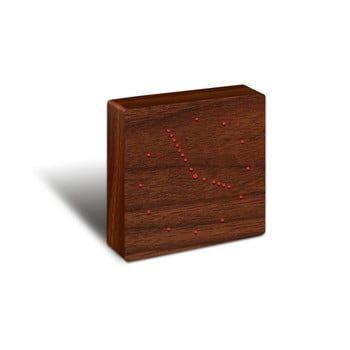 Ceas deșteptător cu radio și led gingko analogue click clock, maro-roșu