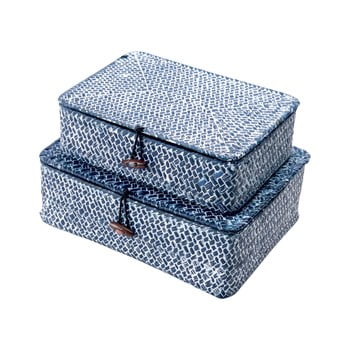 Set 2 coșuri depozitare din stuf compactor, albastru