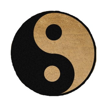 Covor intrare rotund artsy doormats yin yang, ⌀ 70 cm, negru