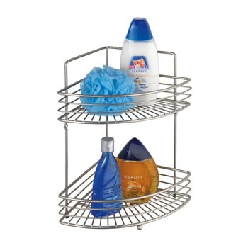 Etajeră cu 2 nivele din inox pentru colț perete wenko milano, înălțime 37 cm