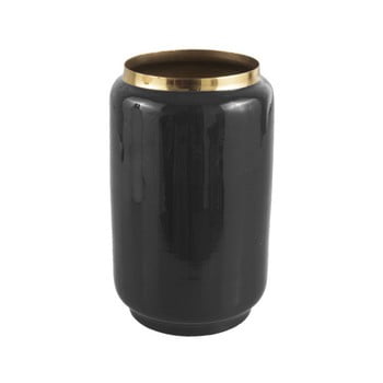 Vază cu detalii aurii pt living flare, înălțime 22 cm, negru