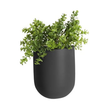 Ghiveci suspendat din ceramică pt living oval, negru mat