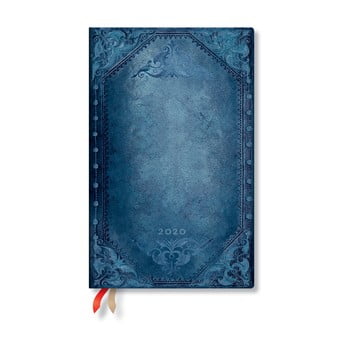 Agendă pentru anul 2020, cu copertă tare Paperblanks Peacock Punk, 160 file, albastru imagine