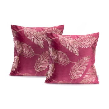 Set 2 fețe de pernă decoking golden leafes pink, 45 x 45 cm, roz