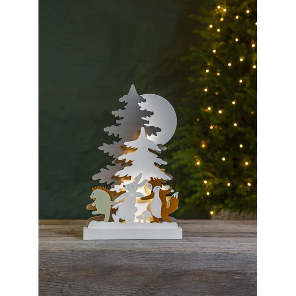 Vánoční dřevěná světelná LED dekorace Star Trading Forest Friends, výška 44 cm
