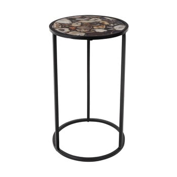 Măsuță auxiliară dutchbone, blat decorat cu agate, ⌀ 30,5 cm
