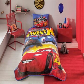 Set cuvertură și față de pernă din bumbac Disney Cars Nitroade, 160 x 220 cm