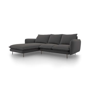 Colțar cosmopolitan design vienna, șezlong pe partea stângă, gri închis