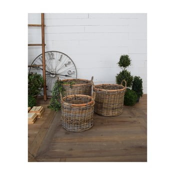 Set 3 coșuri de depozitare din ratan cu mâner orchidea milano st barts