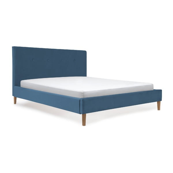 Modrá postel Vivonita Kent Velvety, 140 x 200 cm