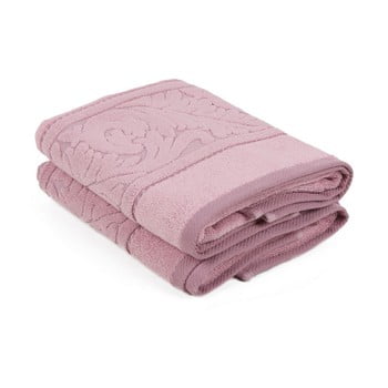 Set 2 prosoape din bumbac sultan, 50 x 90 cm, roz