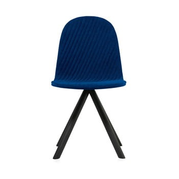 Scaun cu picioare negre iker mannequin stripe, albastru închis