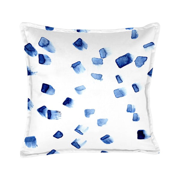 Modro-bílý sametový polštář Velvet Atelier Mallorca, 45 x 45 cm