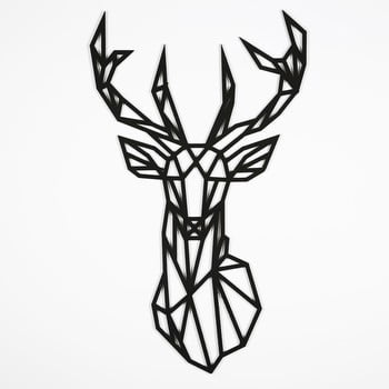 Decorațiune de perete deer, 39 x 65 cm, negru