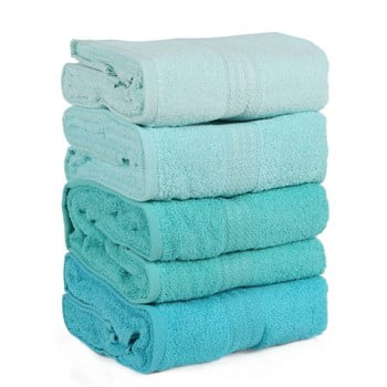 Set 4 prosoape baie rainbow water, 70 x 140 cm, turcoaz