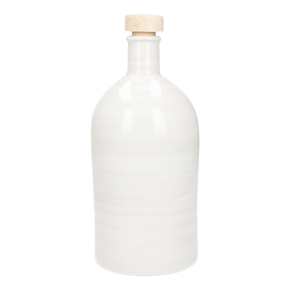 Bílá keramická láhev na olej Brandani Maiolica, 500 ml