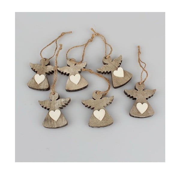 Sada 6 závěsných vánočních dekorací ve tvaru anděla Dakls Edmund