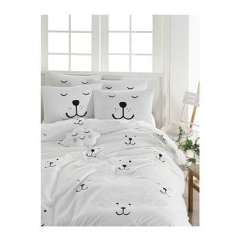 Lenjerie de pat din bumbac ranforce pentru pat de 1 persoană mijolnir eles white, 140 x 200 cm