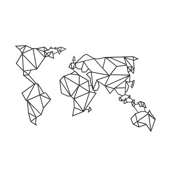 Decorațiune metalică de perete wall decor world, negru