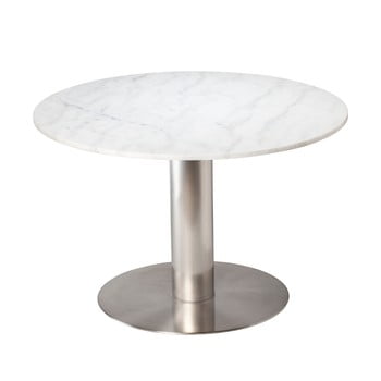 Masă cu structură argintie rge pepo, ⌀ 105 cm, alb