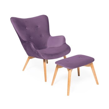 Fotoliu cu taburet vivonita cora velvet, violet
