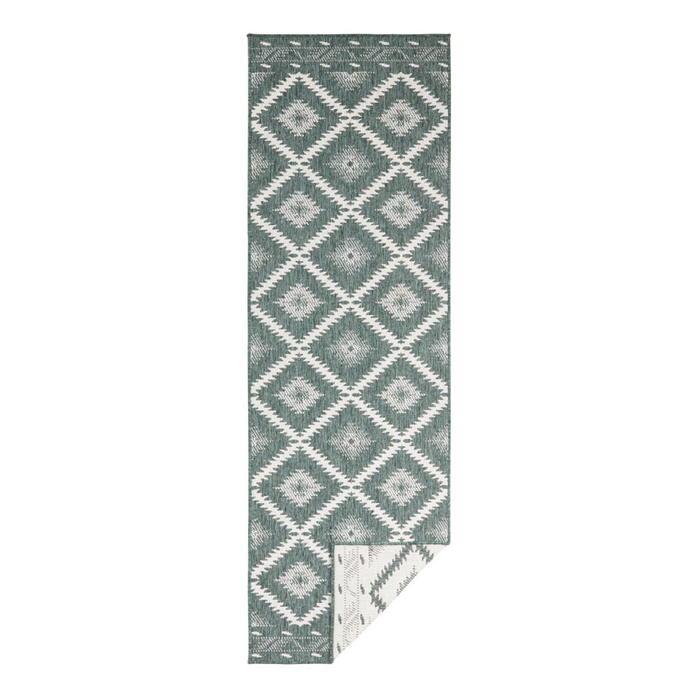 Zeleno-krémový venkovní koberec NORTHRUGS Malibu, 250 x 80 cm