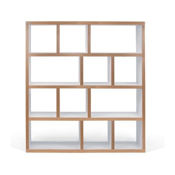 Bibliotecă temahome berlin 4, decor lemn, detalii albe