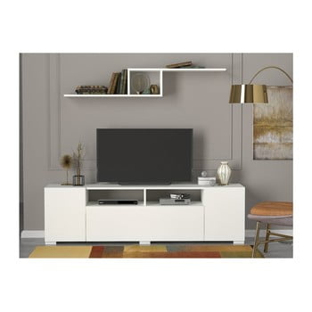 Comodă tv cu 3 uși loft, alb