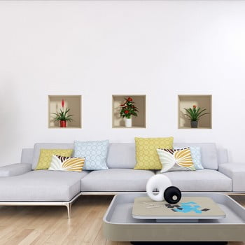 Set 3 autocolante cu efect 3d ambiance flower