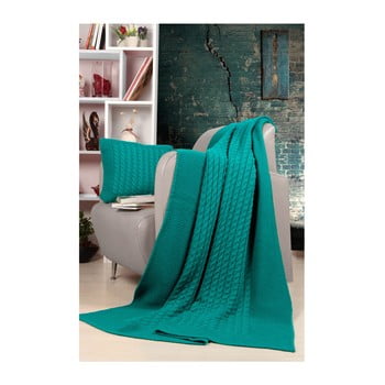 Set pătură și pernă kate louise tricot sultan, turcoaz