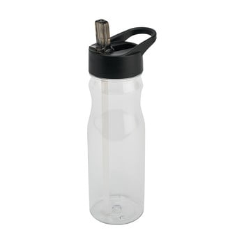 Sticlă cu pai și capac addis bottle clear and black, 700 ml, negru