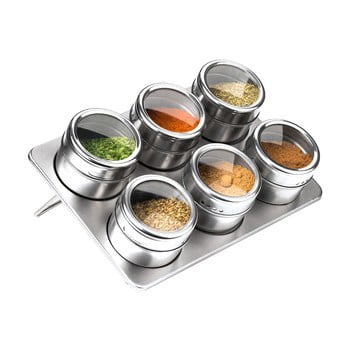 Set 6 recipiente magnetice cu suport pentru condimente premier housewares, 100 ml