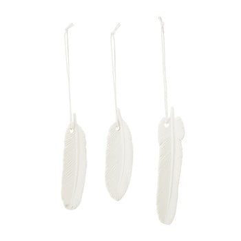 Set 3 decorațiuni suspendate din ceramică bloomingville feather, alb