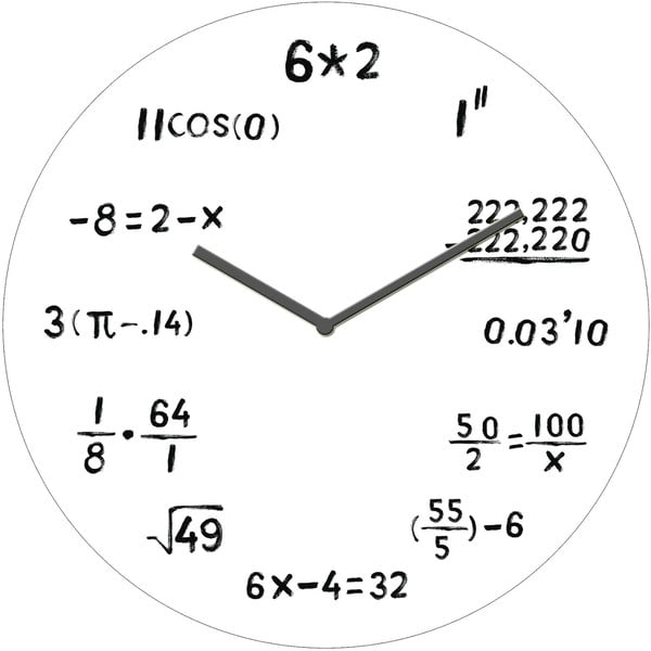 Bílé skleněné nástěnné hodiny Postershop Mathematics, ø 30 cm