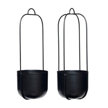 Set 2 ghivece suspendate din fier hübsch juro, negru