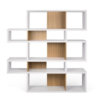 Bibliotecă temahome london 002, alb - cu aspect de lemn de stejar
