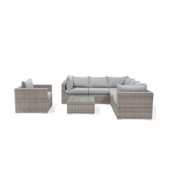 Set mobilier de grădină din ratan artificial monobeli volare, gri