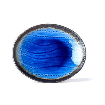 Farfurie ovală din ceramică MIJ Cobalt, 24 x 20 cm, albastru imagine