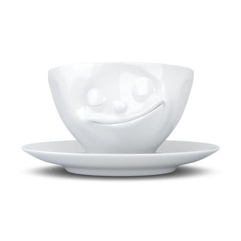 Ceașcă din porțelan pentru cafea 58products happy, alb, 200 ml