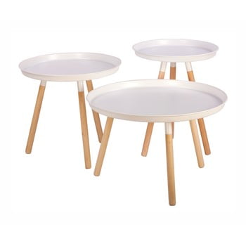 Set 3 măsuțe elegante de cafea nørdifra sticks, alb
