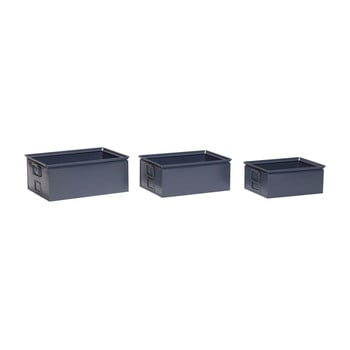 Set 3 cutii depozitare hübsch mergo, gri închis