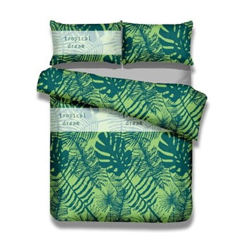 Set 1 husă pentru pilotă și 2 fețe de pernă din bumbac AmeliaHome Averi Rainforest, 260 x 220 cm + 50 x 75 cm