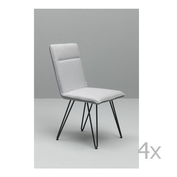 Set 4 scaune design twist elice, alb cu picioare negre