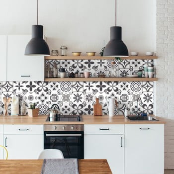 Set 24 autocolante de perete Ambiance Tiles Azulejos Erico, 15 x 15 cm