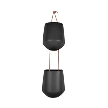 Ghiveci dublu suspendat din ceramică pt living skittle doble, negru mat