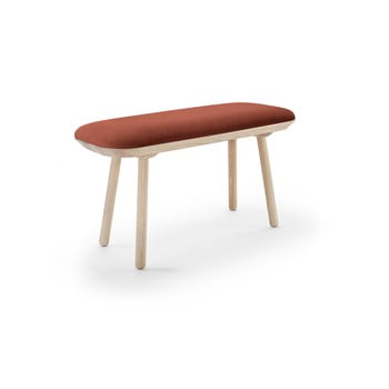 Bancă tapițată din lână emko naïve, 100 cm, maro cognac-natural
