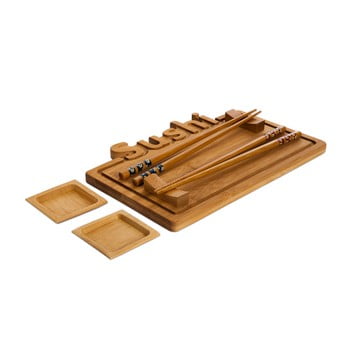 Set platou și bețișoare pentru sushi bambum