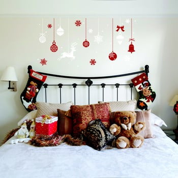Autocolant crăciun ambiance red and white snowflakes
