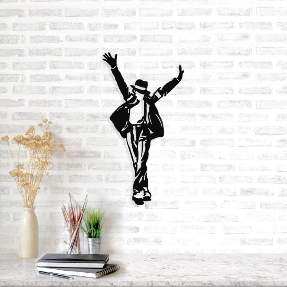 Černá kovová nástěnná dekorace Michael Jackson, 36 x 69 cm