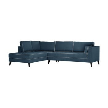 Canapea cu detalii crem stella cadente maison atalaia, pe partea stângă, albastru denim